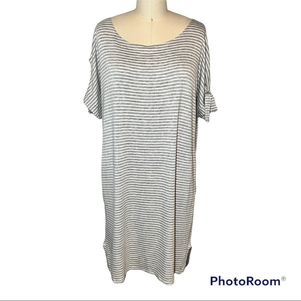 Thread brand jersey knit high low cold shoulder striped summer dress EUC